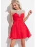 Beaded Keyhole Back Short Chiffon Prom Dress 